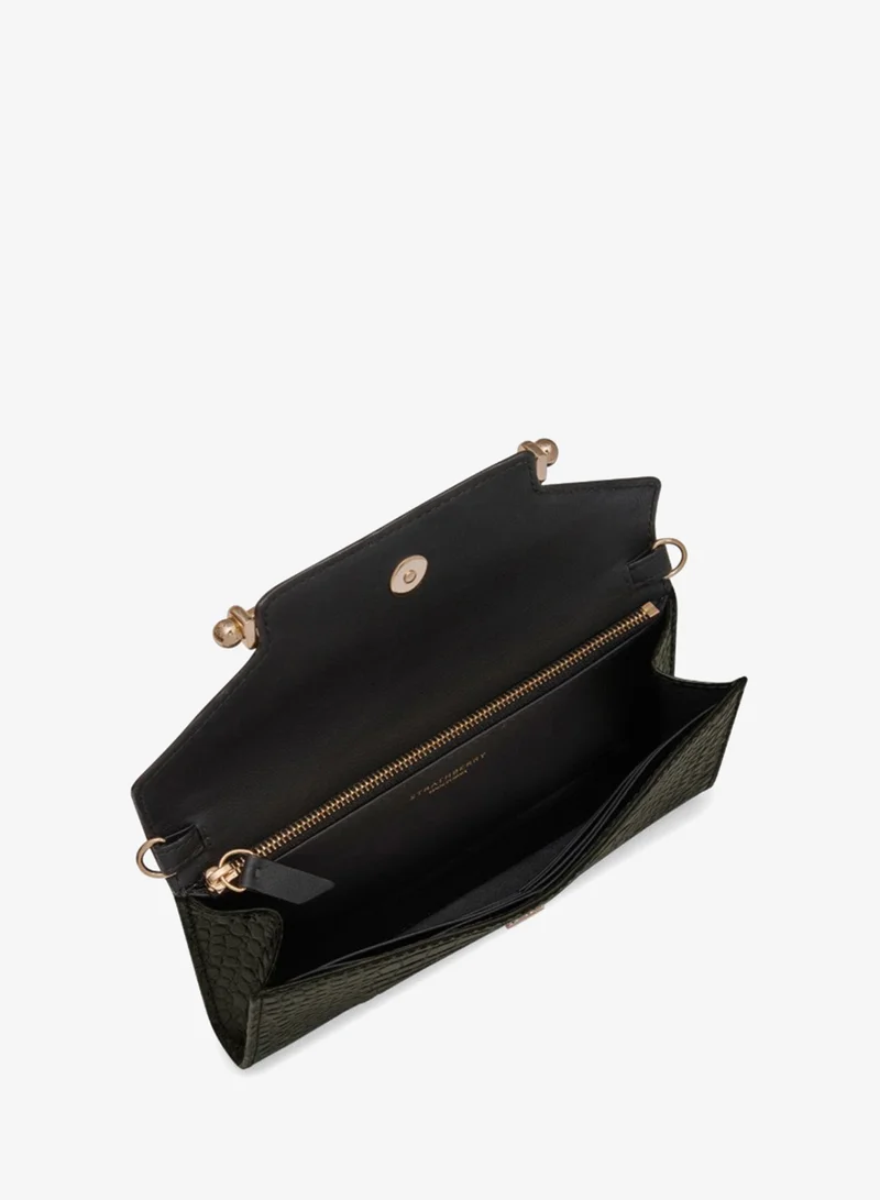 Strathberry  Multrees Wallet on a Chain in Embossed Croc Forest for Women | Best Price UAE